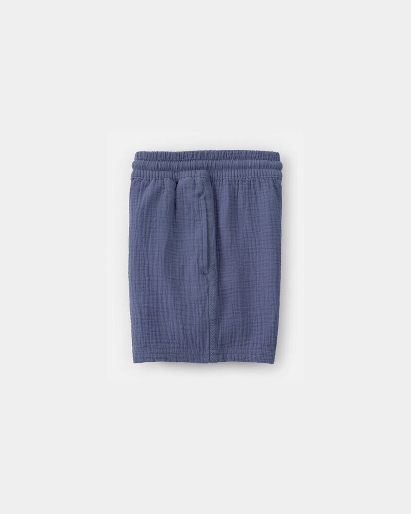 Boys Gauze Shorts - Blue, image 3 of 5 slides