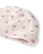 Baby Girl Organic Cotton Rib Cap in Strawberry Print, image 2 of 3 slides