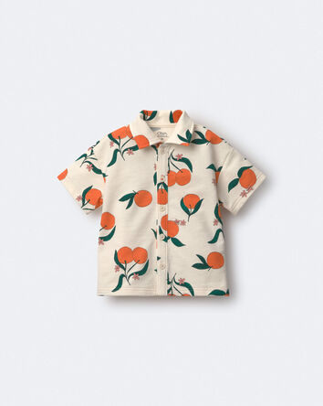 Tout-petit gar&ccedil;on - Chemise boutonn&eacute;e &agrave; manches courtes, motif Verger de cl&eacute;mentines - Cr&egrave;me, 