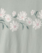 Girls Daisy Floral Long-Sleeve Graphic Tee - Green, image 2 of 3 slides