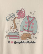Girls Graphic Novels Long-Sleeve Graphic Tee - Cream, image 2 of 3 slides