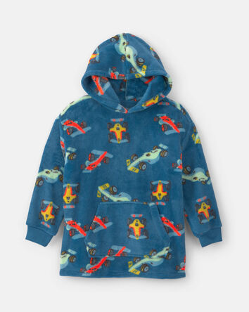Boys Racecar Fleece Loose Fit Pyjama Hoodie - Navy Blue, 