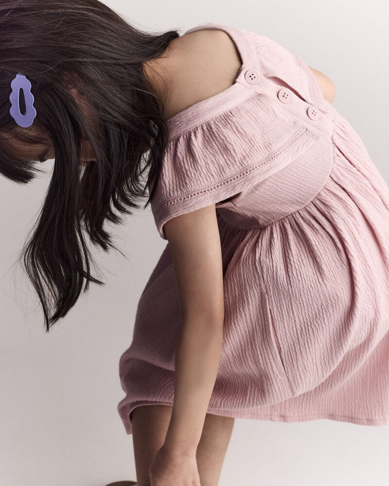 Tout-petit fille - Robe &agrave; col volant&eacute; - Rose, image 3 sur 6 diapositives
