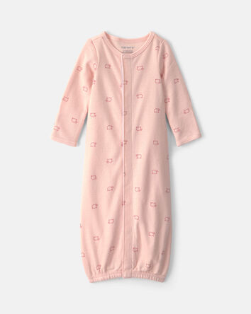 B&eacute;b&eacute; fille - Robe de nuit manches longues en coton - Rose, 