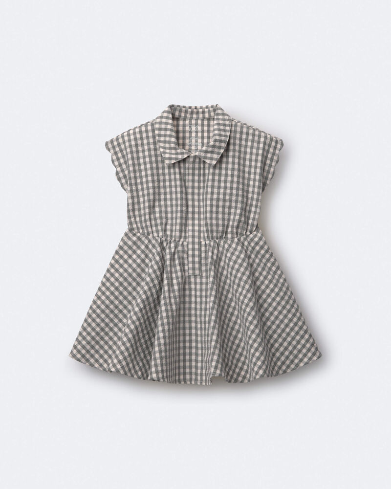 Toddler Girl Avenue Twirl&trade; Gingham Scalloped Dress in Gingham - Grey, image 2 of 6 slides