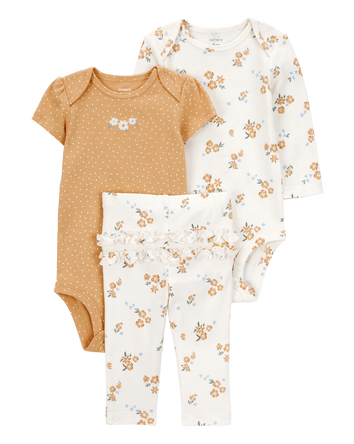 Bébé Ensemble 3 pièces Little Character à motifs de fleurs, 