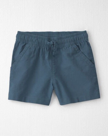 Toddler Boy 2-Piece Linen Top & Short Set Made with Organic Cotton in Blue Hibiscus, 