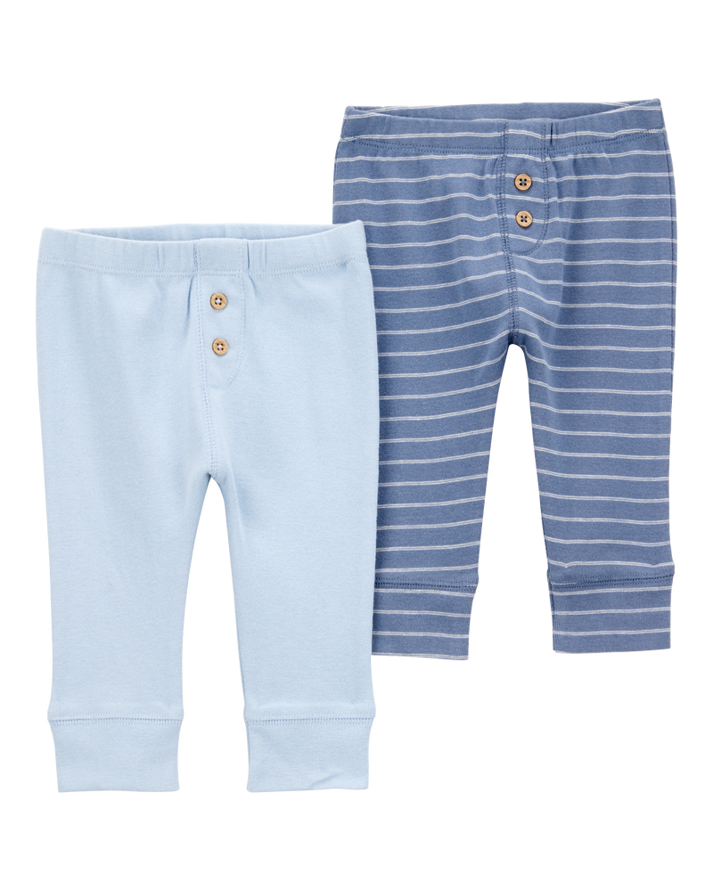 Bébé Emballage de 2 pantalons à enfiler en coton, image 1 sur 5 diapositives