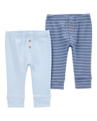 Bébé Emballage de 2 pantalons à enfiler en coton, image 1 sur 5 diapositives