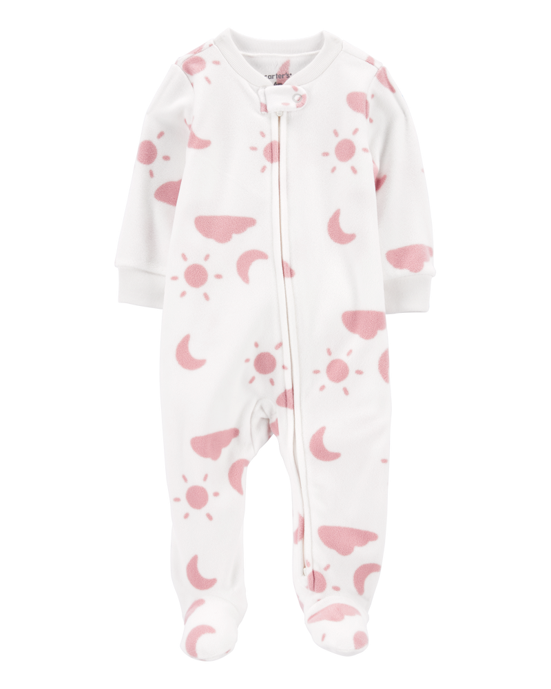 Baby Girls Baby Sky Print Fleece Zip Up Footie Sleeper Pyjamas 9M Carter s