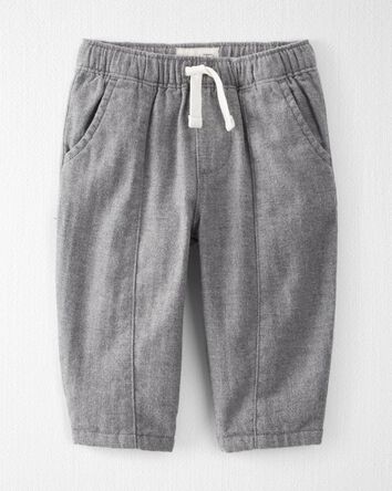Organic Cotton Relaxed-Fit Tapered Herringbone Pants, 