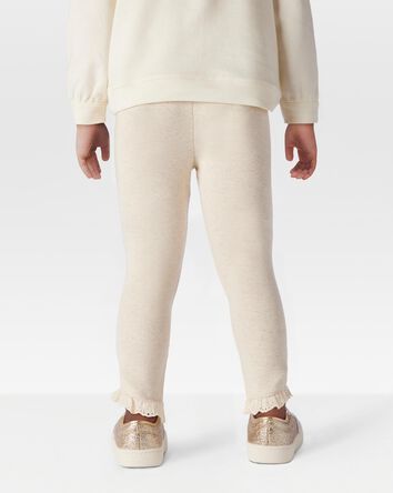 Toddler Ribbed Eyelet-Hem Pants - Cream, 