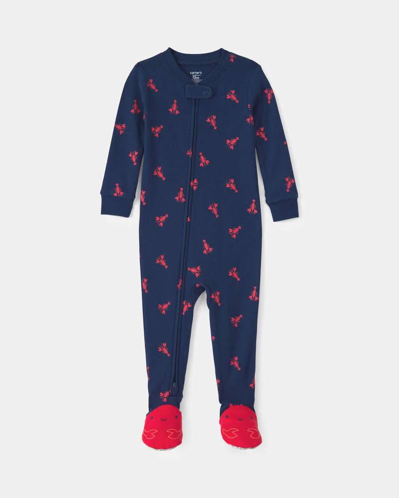 Tout-petit gar&ccedil;on - Pyjama ajust&eacute; 1 pi&egrave;ce en 100 % coton, homard - Bleu, image 1 sur 3 diapositives