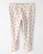 Baby Girl Organic Cotton Rib Footed Pants in Strawberry-Print, image 1 of 5 slides