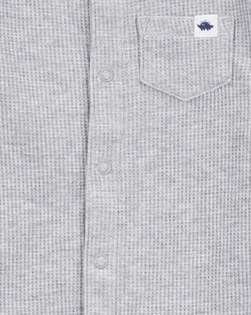 Baby Waffle Knit Short-Sleeve Romper - Grey, 