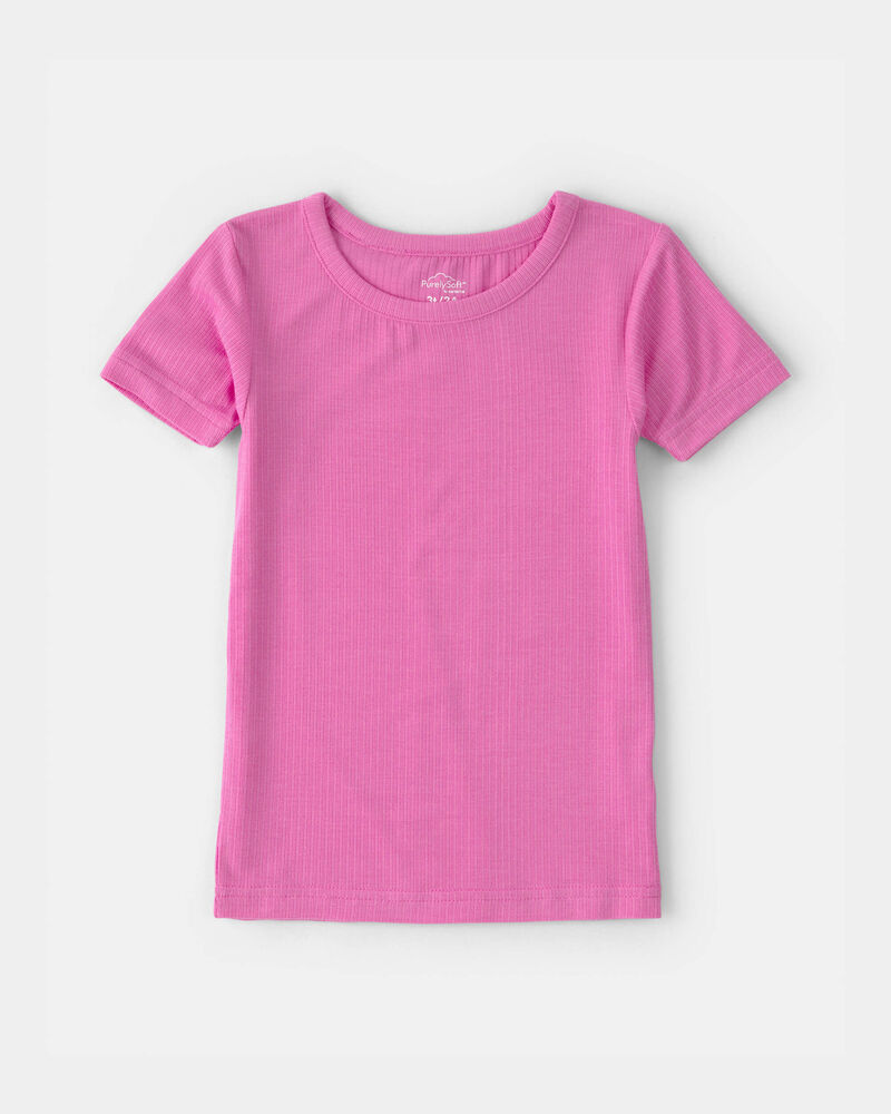 Toddler Girl PurelySoft Short-Sleeve Snug Fit 2-Piece Pyjama Set - Pink, image 2 of 7 slides