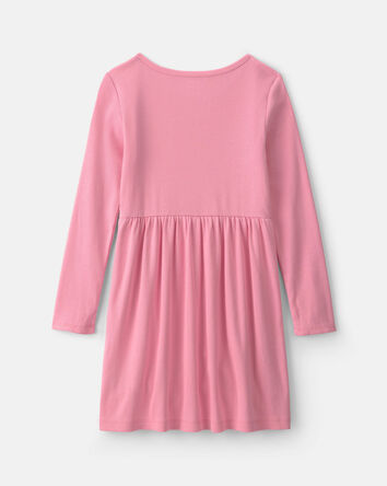 Filles - Robe manches courtes en tissu c&ocirc;tel&eacute; &ndash; Rose, 