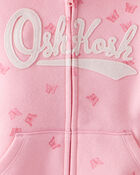 Toddler Butterfly Print French Terry Hooded Jacket - Pink, image 2 of 3 slides
