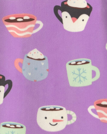 Girls 2-Piece Hot Cocoa DreamPlush Snug Fit Pyjama Set - Purple, 