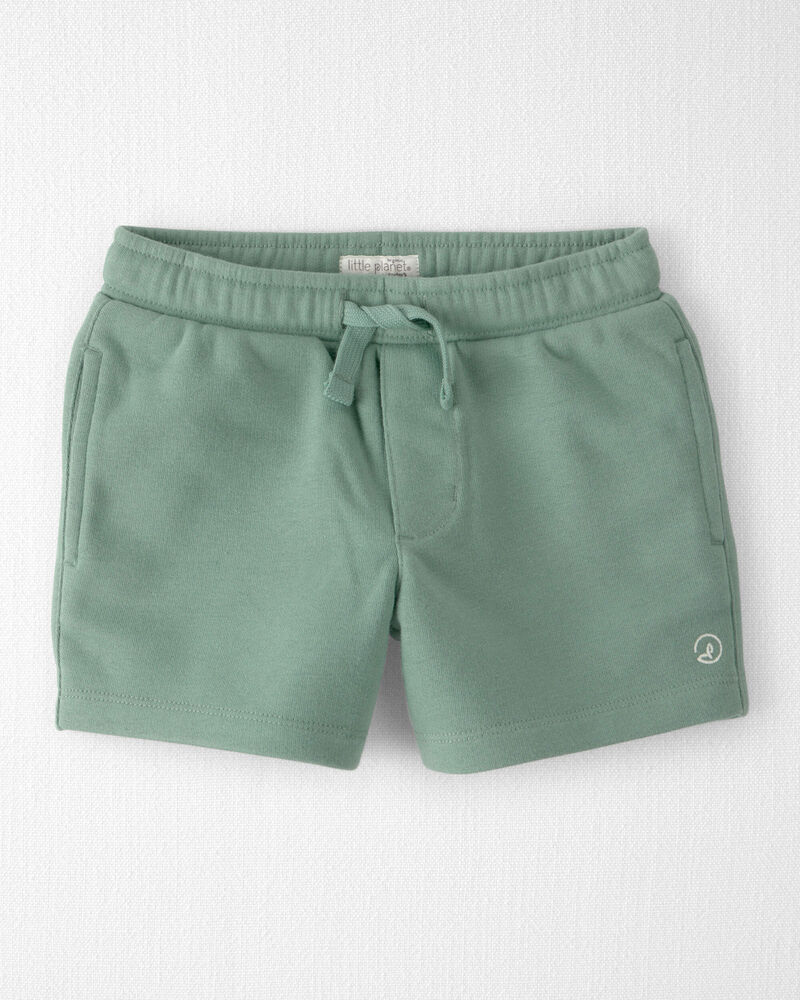 Toddler Boy Recycled Shorts Made with Organic Cotton in Palm Green, image 1 of 5 slides