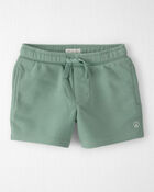 Toddler Boy Recycled Shorts Made with Organic Cotton in Palm Green, image 1 of 5 slides