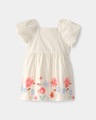 Toddler Girl Floral Puff Sleeve Dress - Ivory, image 1 of 6 slides