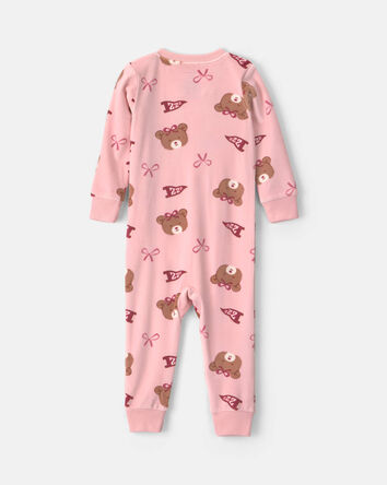 Baby Girl 1-Piece Bears & Bows 2-Way Zip DreamPlush Snug Fit Pyjama - Pink, 