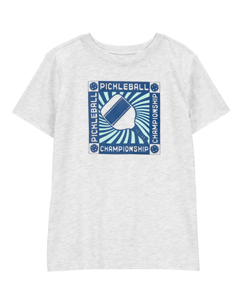 Kid PickleBall Print Short-Sleeve Graphic Tee - Grey, 