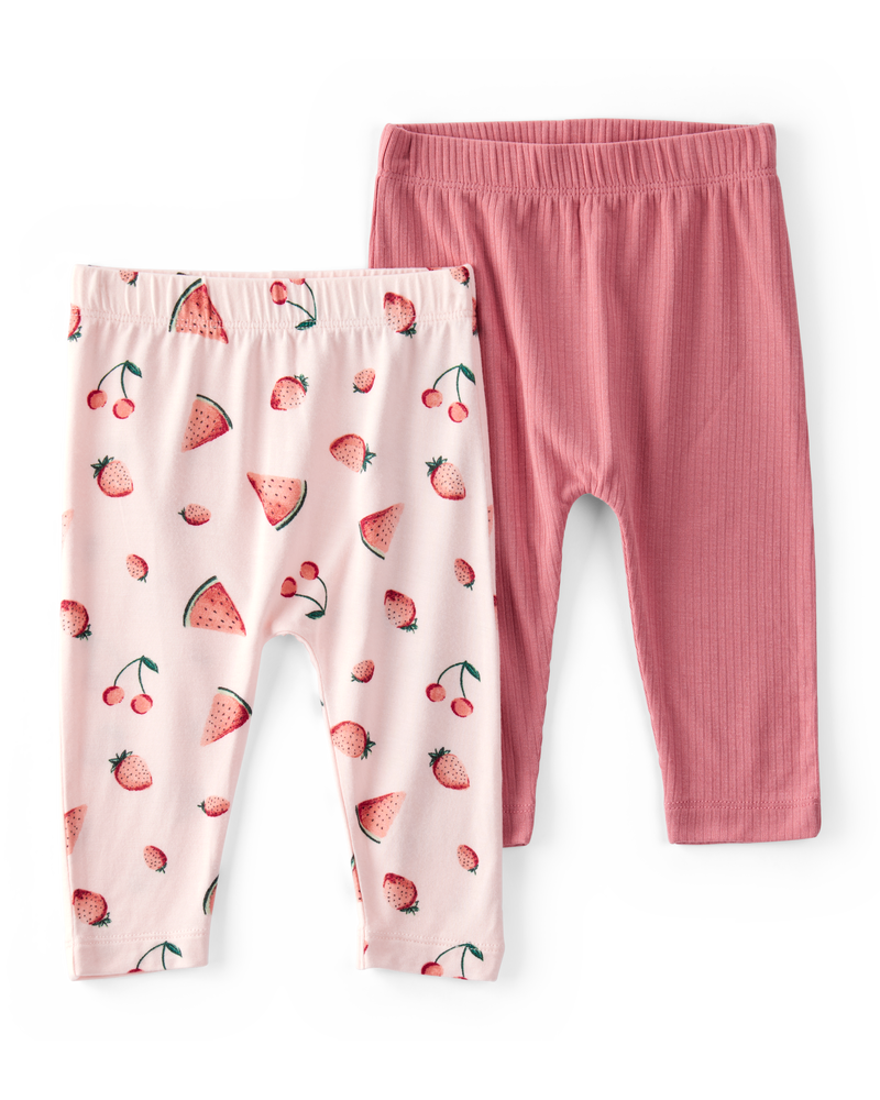 Bébé fille - Emballage de 2 pantalons à enfiler PurelySoft, image 1 sur 7 diapositives