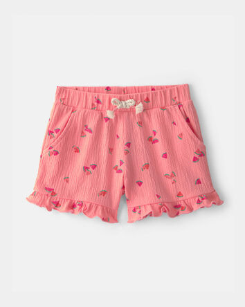 Tout-petit fille - Short &agrave; ourlet festonn&eacute; &agrave; motif de melon d&rsquo;eau - Rose, 