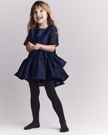 Tout-petit fille - Robe à taille basse et manches courtes – Bleu marine, 