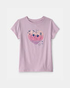 Girls Cat Heart Graphic Tee - Purple, image 1 of 3 slides
