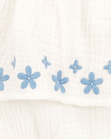 Baby Floral Embroidered Bodysuit Dress - Ivory, 