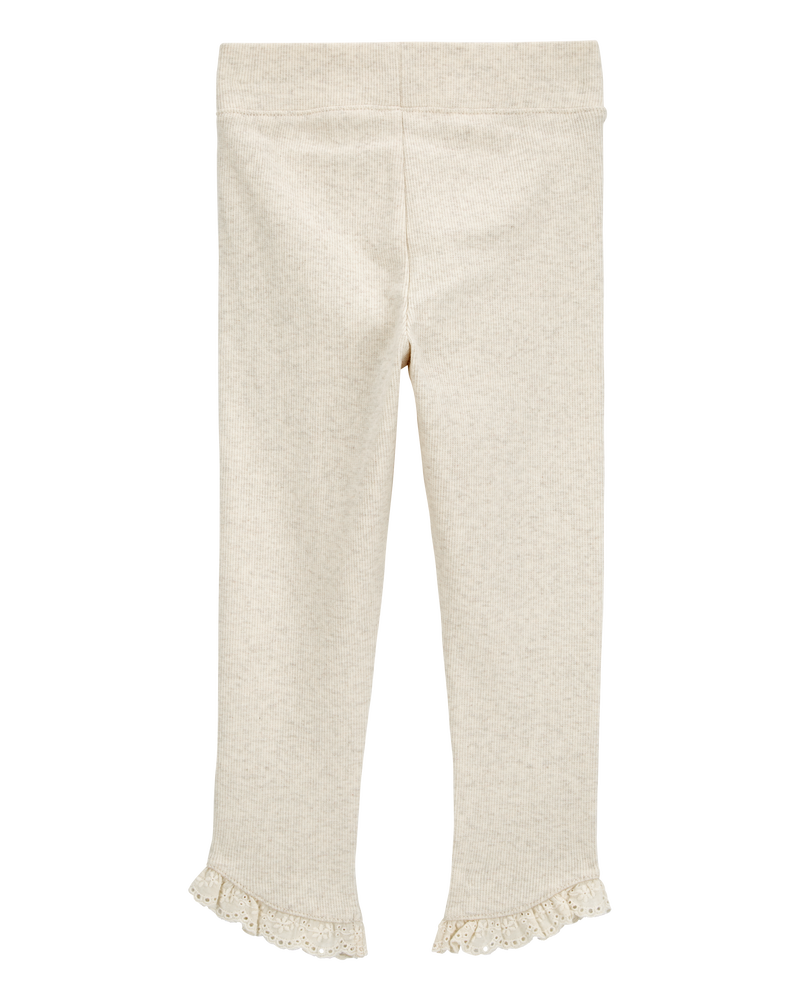 Pantalon à œillet côtelé pour toutes-petites - Crème, image 4 sur 6 diapositives