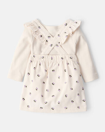 Bébé fille - Ensemble 3 pièces robe fleurie à manches longues - Blanc, 