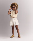 Toddler Girl Fleece Swing Short with Pockets - Cream, image 4 of 7 slides