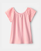 Girls Eyelet Top - Pink, image 1 of 3 slides