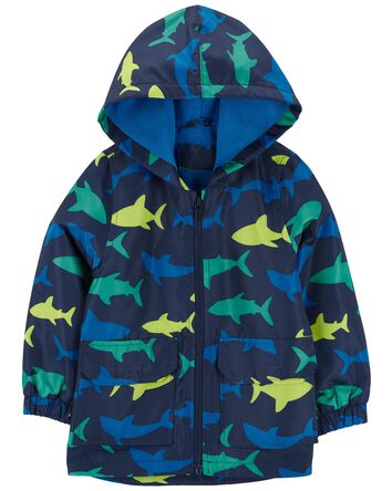 Shark Print Rain Jacket, 