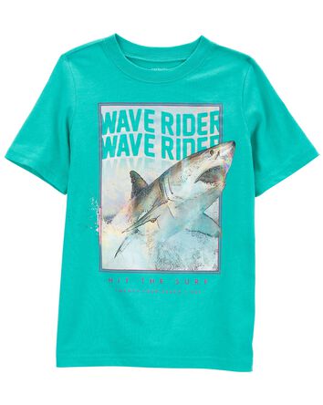 T-shirt en jersey à imprimé de requin Wave rider , 