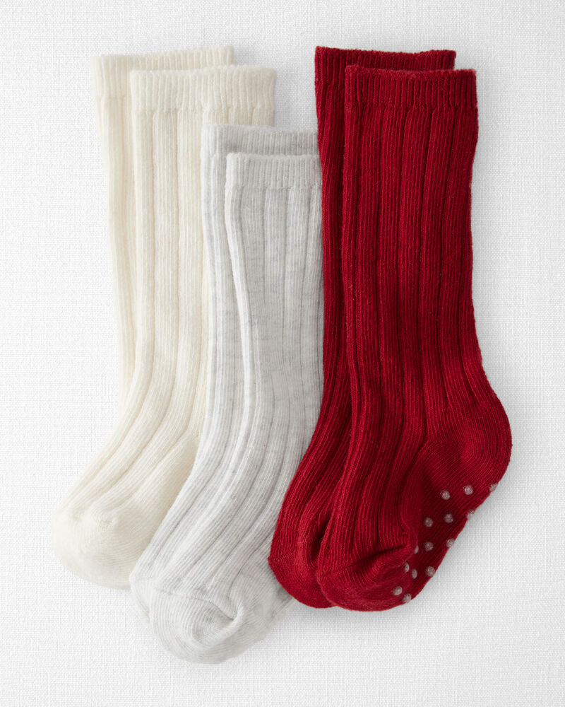 Baby Girl 3-Pack Organic Cotton Knee High Socks, image 1 of 4 slides
