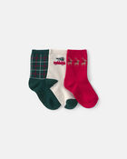 Toddler Boy 3-Pack Christmas Crew Socks - Red/Green/Cream, image 1 of 2 slides