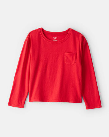 Filles - T-shirt &agrave; poche - Rouge, 