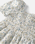 Toddler Girl Smocked Dress Made with Organic Cotton in Spring Bloom Print, image 3 of 5 slides