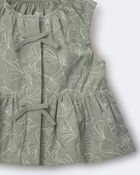 Toddler Girl Embroidered Peplum Top in Floral Print - Green, image 6 of 6 slides