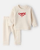 B&eacute;b&eacute; - Ensemble 2 pi&egrave;ces t-shirt &agrave; manches longues et pantalon Cupid Crew de la Saint-Valentin &ndash; Ivoire, image 1 sur 4 diapositives