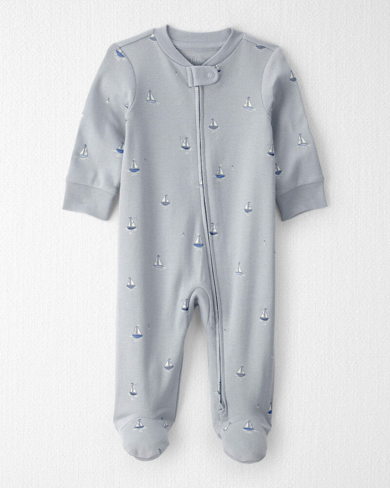 Baby Organic Cotton Sleep & Play Pyjama in Sail Away Print, image 1 of 5 slides