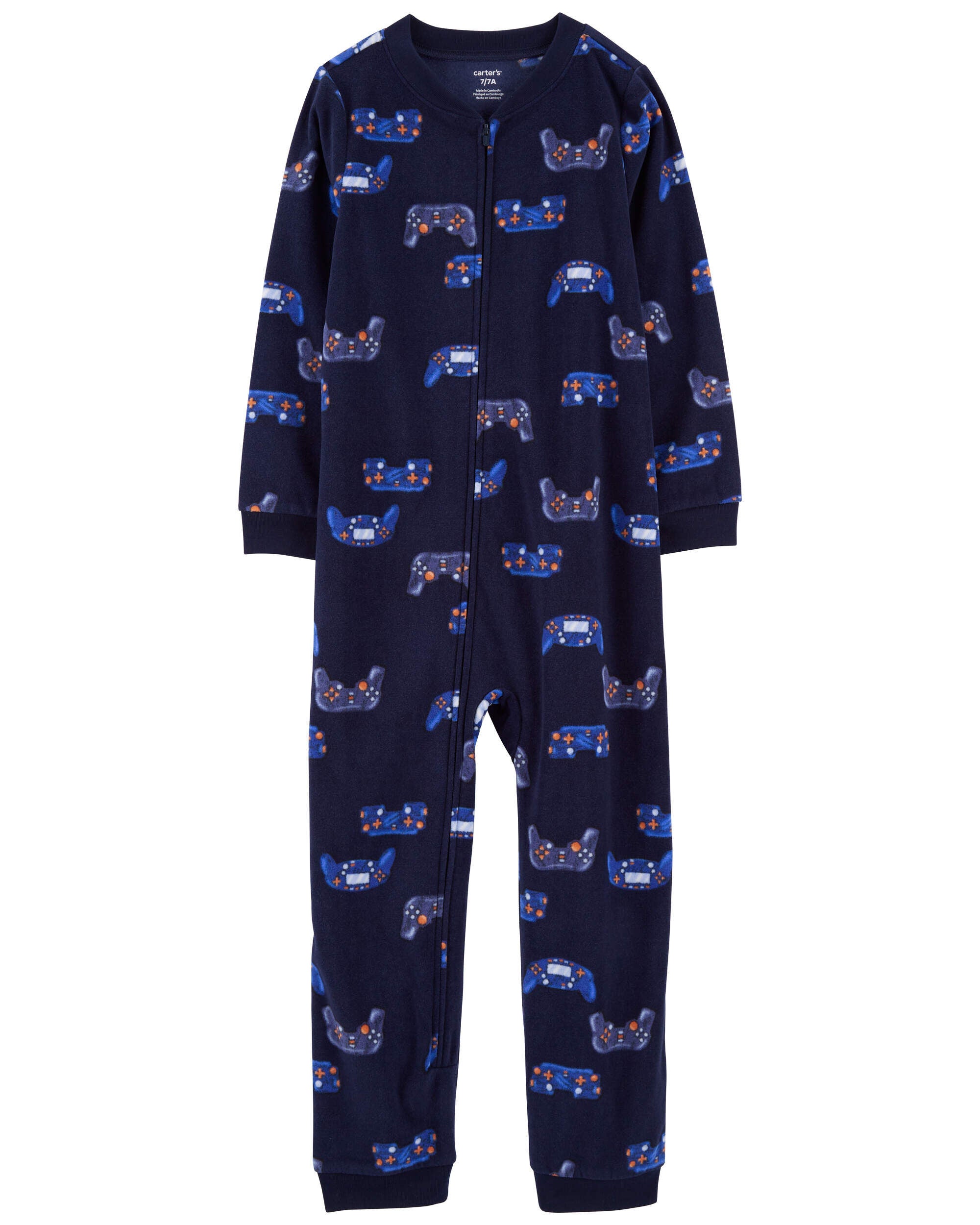 Enfant Pyjama 1 piece sans pieds en molleton a motifs de jeux video