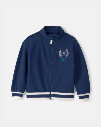 Toddler Girl Varsity French Terry Zip-Up Jacket - Blue, 