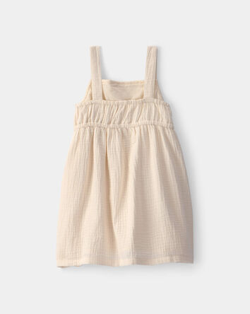 Toddler Girl Crochet Gauze Dress - Cream, 