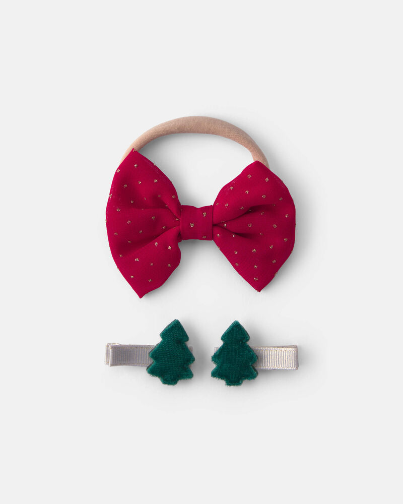 B&eacute;b&eacute; fille - Lot de 2 barrettes et bandeau &agrave; cheveux de No&euml;l, image 1 sur 2 diapositives